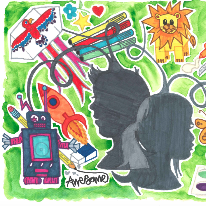 illustration of animals and objects