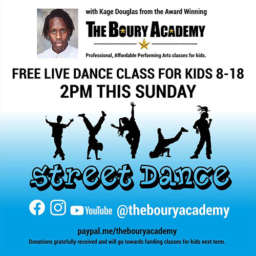 The Boury Academy dance class flyer