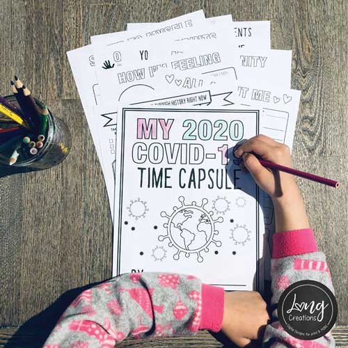 child making covid time capsule
